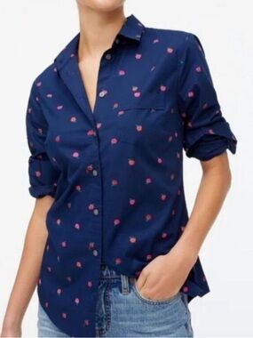 J. Crew Poplin Navy Button-Up Shirt